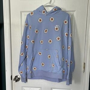 Nike Light Blue Hoodie with Daisy Pattern